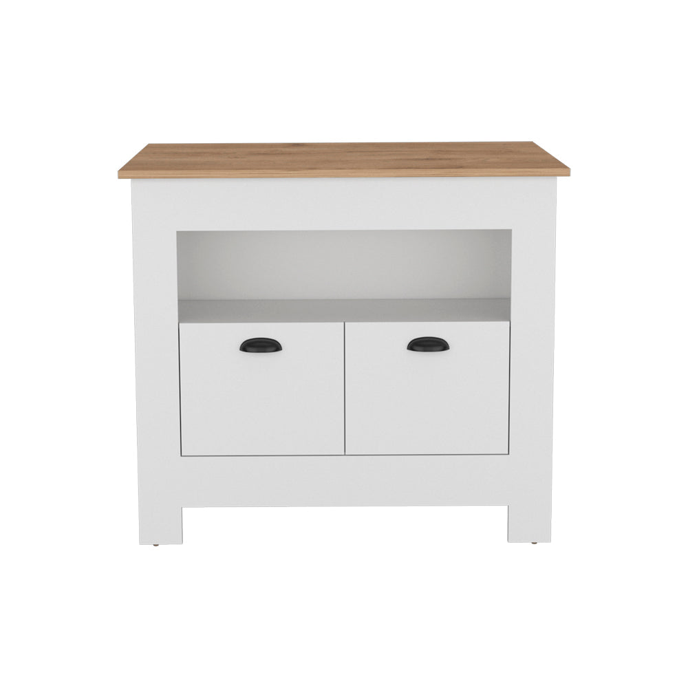 Kitchen Island Geneva, Kitchen, White / Macadamia-1