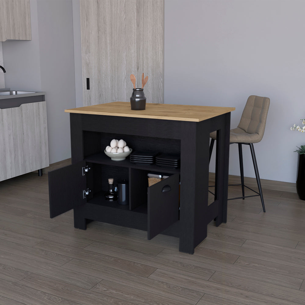 Kitchen Island Geneva, Kitchen, Black / Macadamia-3