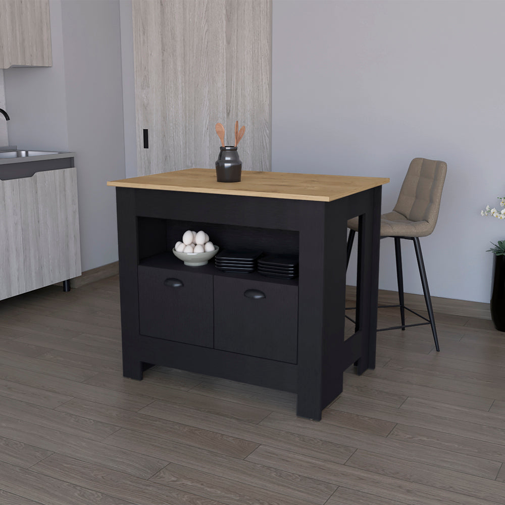 Kitchen Island Geneva, Kitchen, Black / Macadamia-0