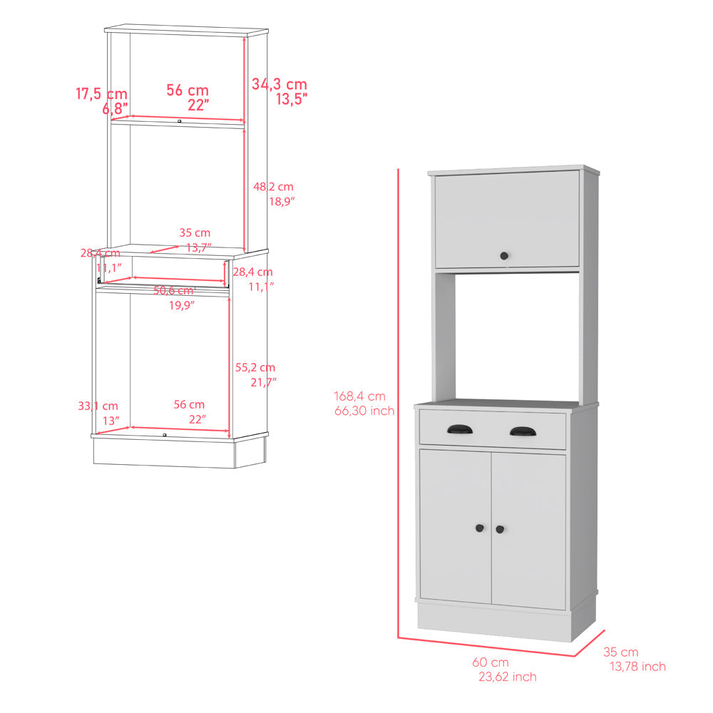 Pantry Cabinet Microwave Stand Warden, Kitchen, White-2