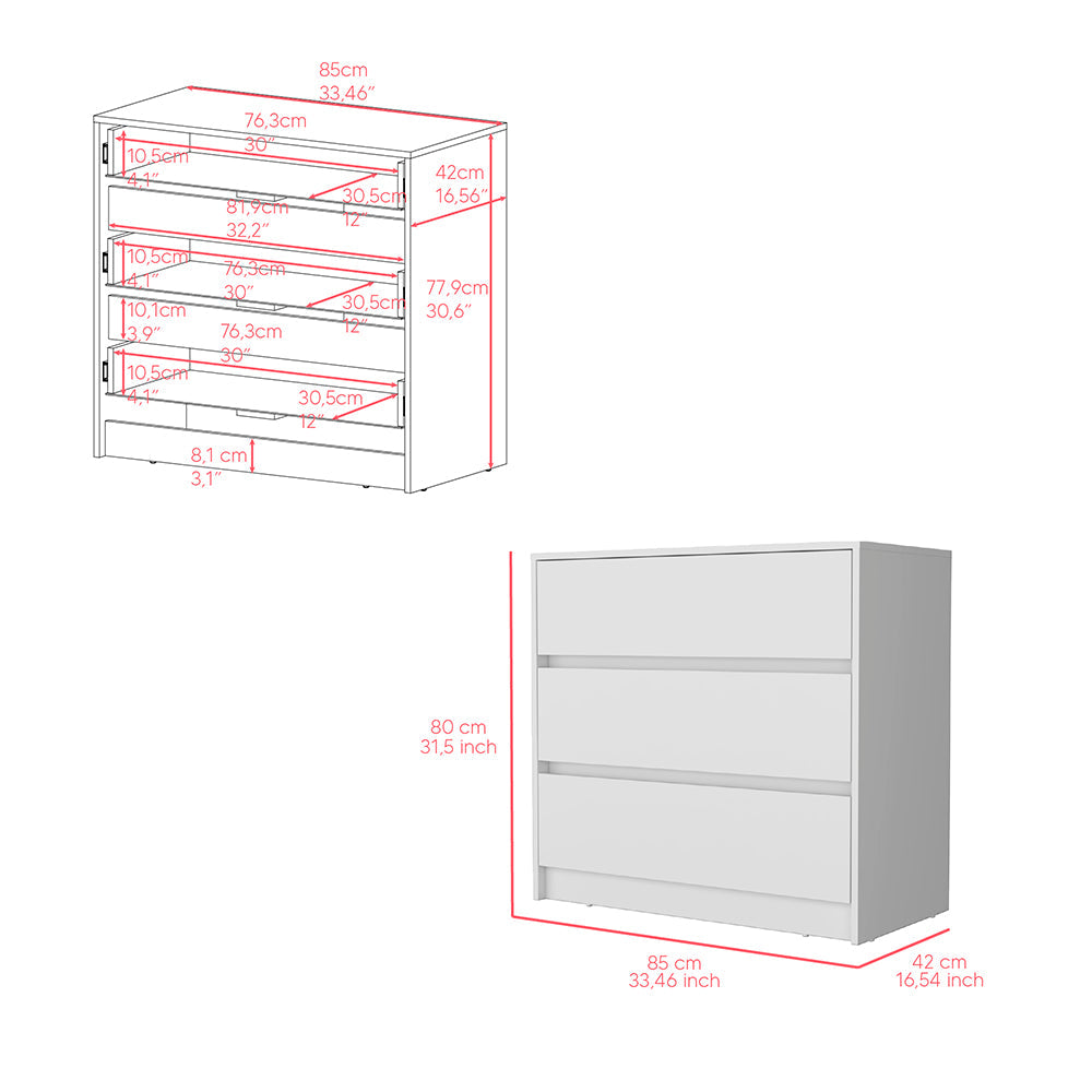 Lewes 2 Piece Bedroom Set, Dresser + Armoire, White Finish-4