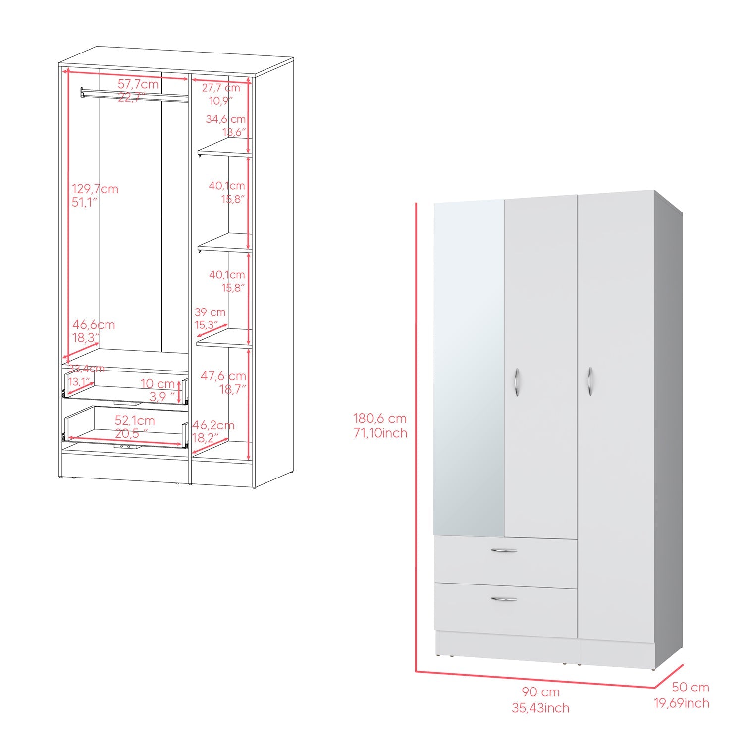 Armoire Haddam, Bedroom, White-2