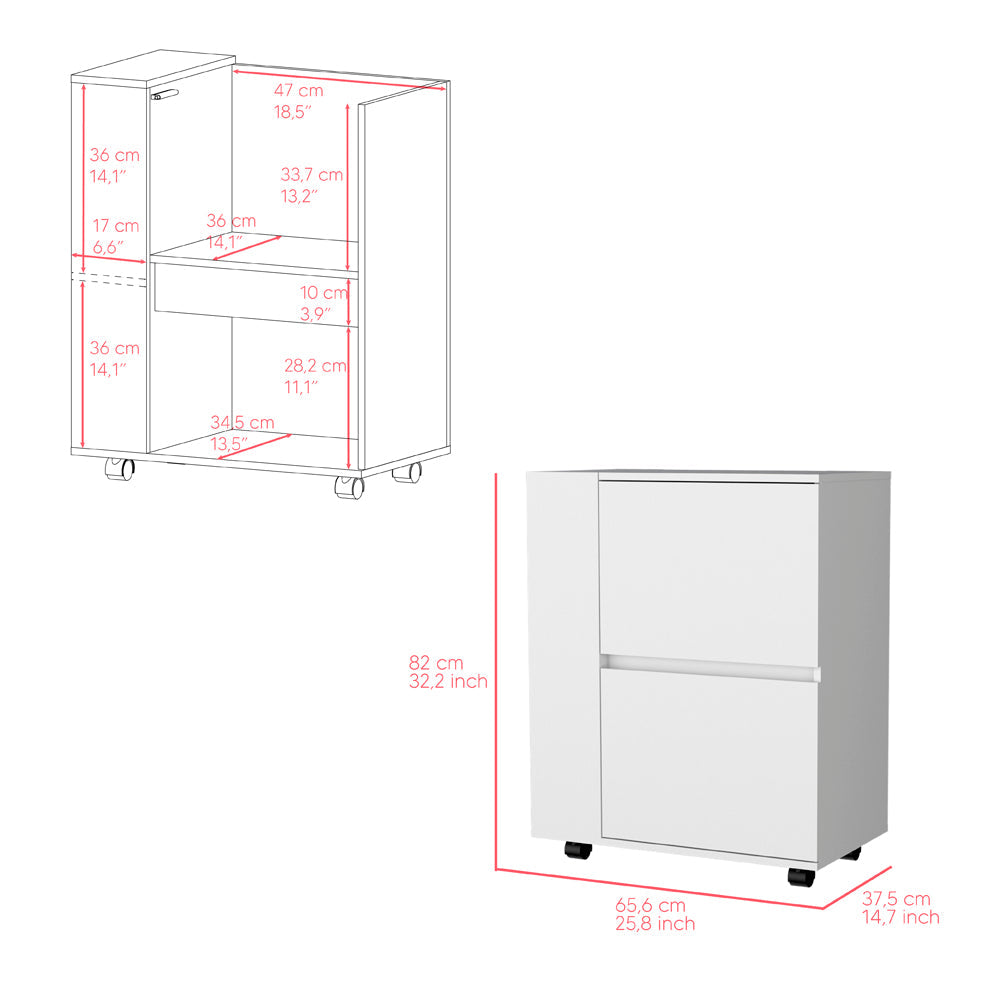 Bar Cart Belleville, Living Room, White-2