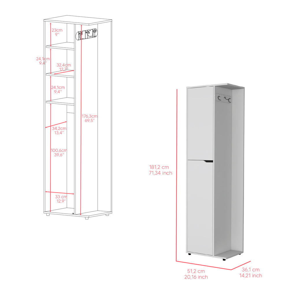 Broom Storage Closet Edmond, Kitchen, White-2