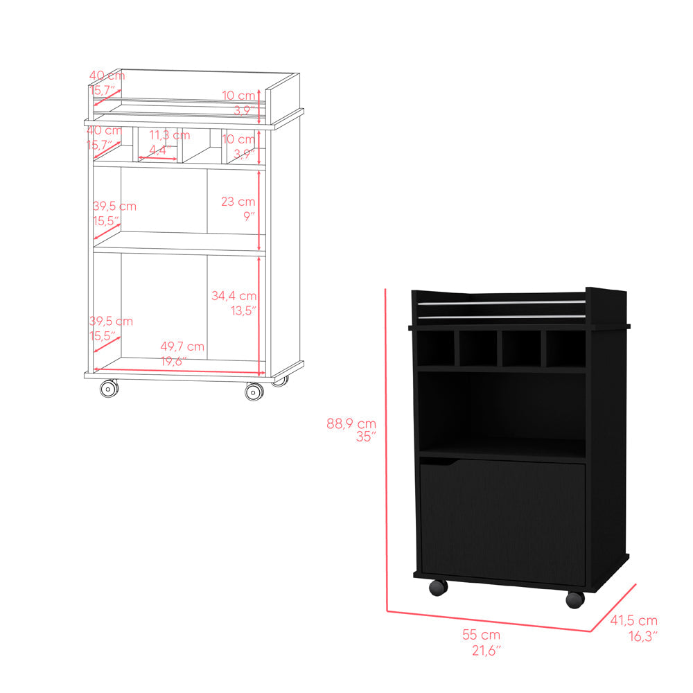 Bar Cart Kinsley, Living Room, Black-2