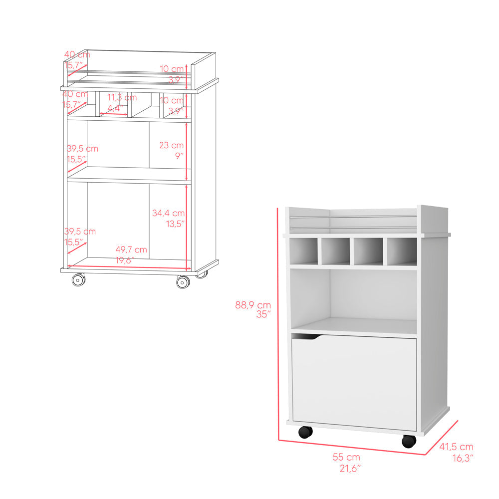 Bar Cart Kinsley, Living Room, White-2