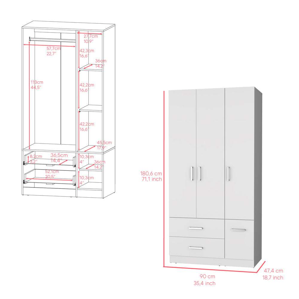 Four Door Armoire Crosby, Bedroom, White-2