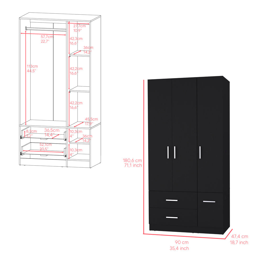 Four Door Armoire Crosby, Bedroom, Black-2