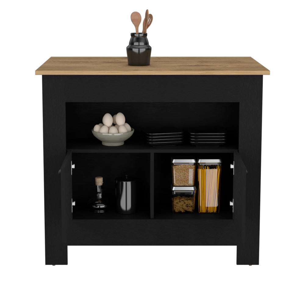 Kitchen Island Geneva, Kitchen, Black / Macadamia-4