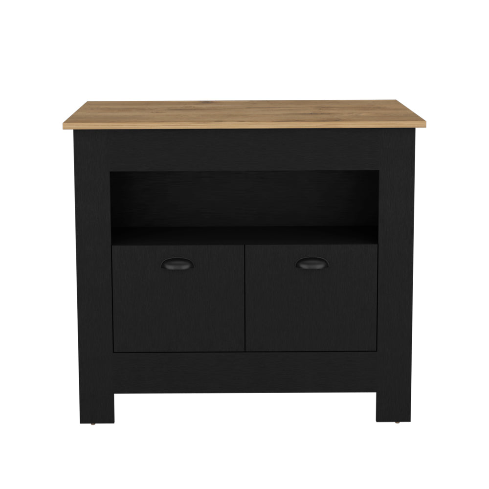 Kitchen Island Geneva, Kitchen, Black / Macadamia-1