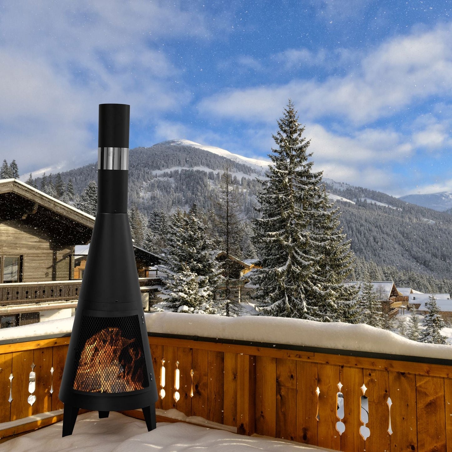 Outdoor Chiminea Fireplace Iron Fire Pit-4