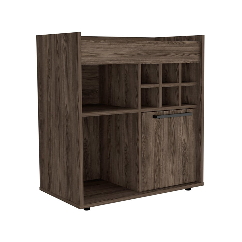 Bar Cabinet Dext, Two Concealed Shelves, Six Wine Cubbies, Dark Walnut Finish-3