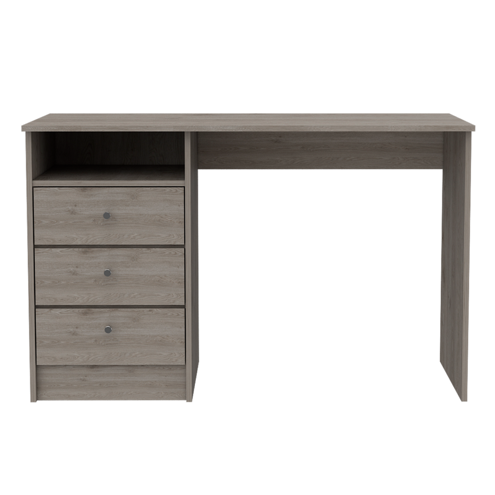 Computer Desk Fremont with Three Drawers, Light Gray Finish-3