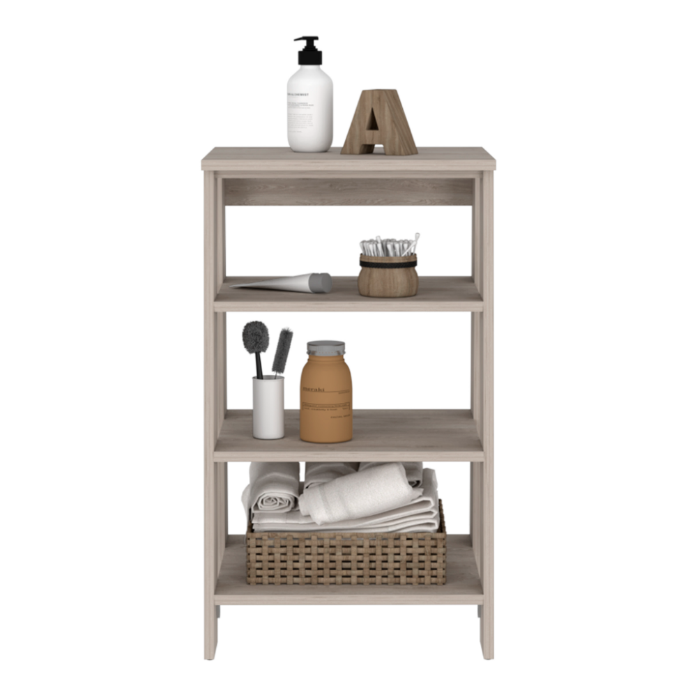 Linen Cabinet Jenne, Four Open Shelves, Light Gray Finish-1