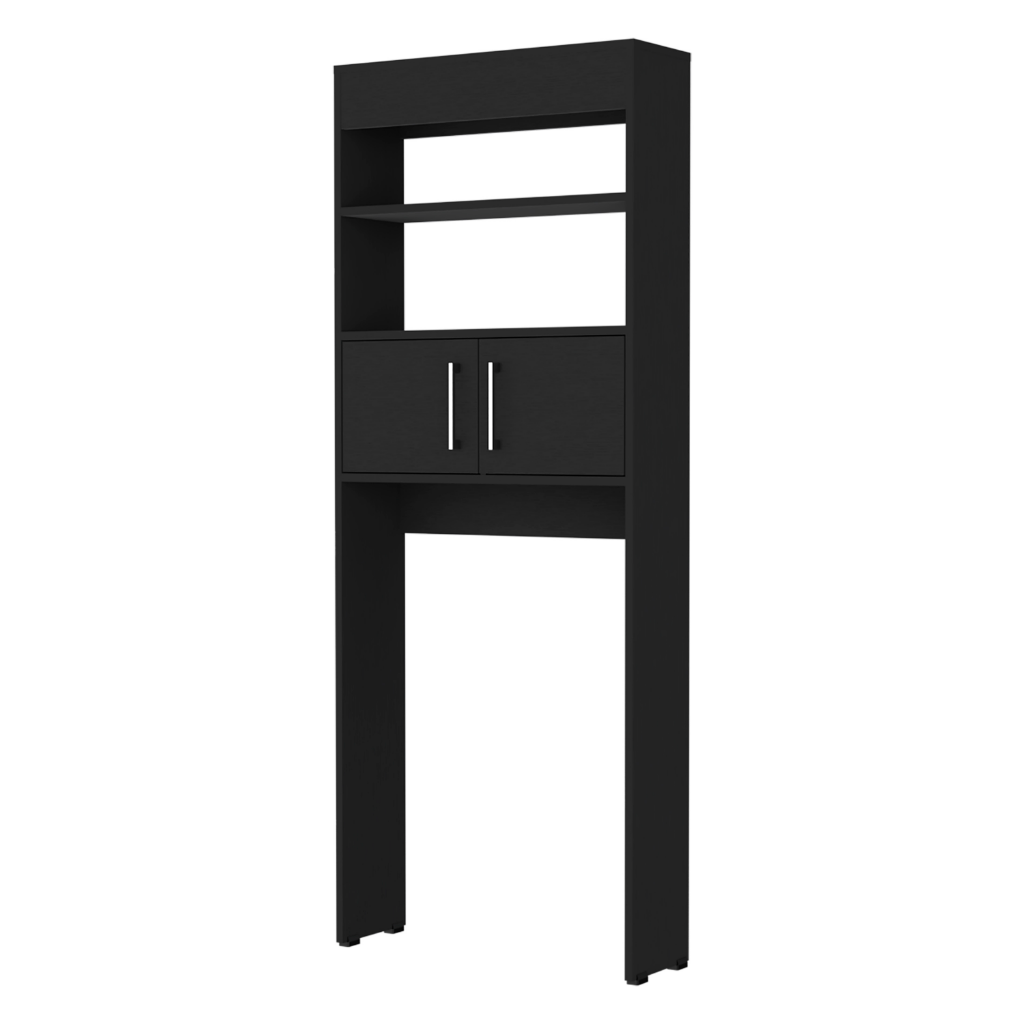 Over The Toilet Cabinet Jozz, Double Door, Two Shelves, Black Wengue Finish-3