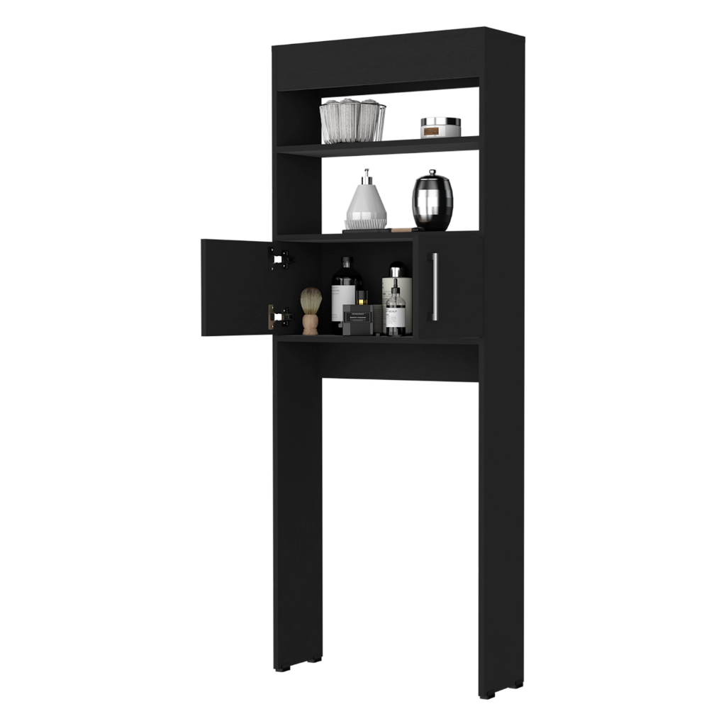 Over The Toilet Cabinet Jozz, Double Door, Two Shelves, Black Wengue Finish-2