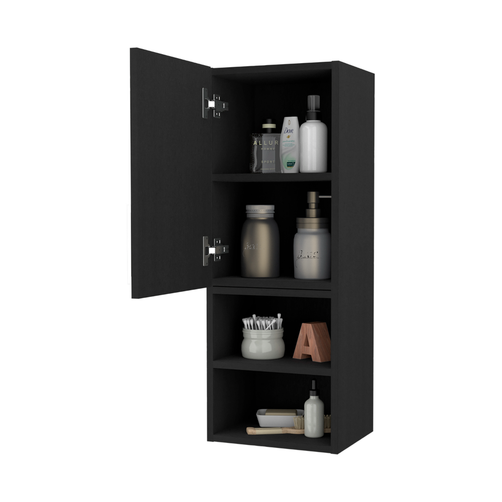 Medicine Cabinet Jozz, Two External Shelves, Metal Handle, Single Door, Black Wengue Finish-3