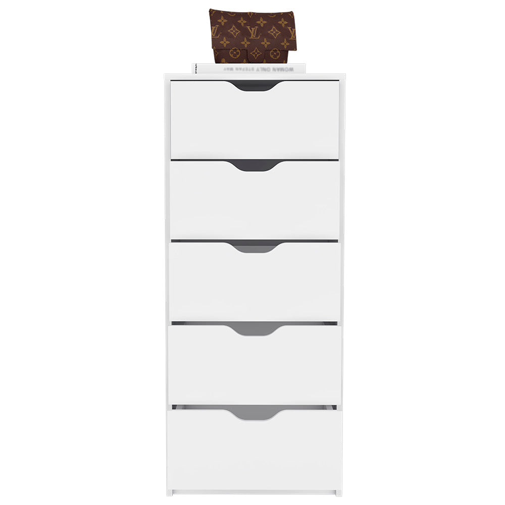 Dresser Kamran, Five Drawer Narrows, White Finish-3