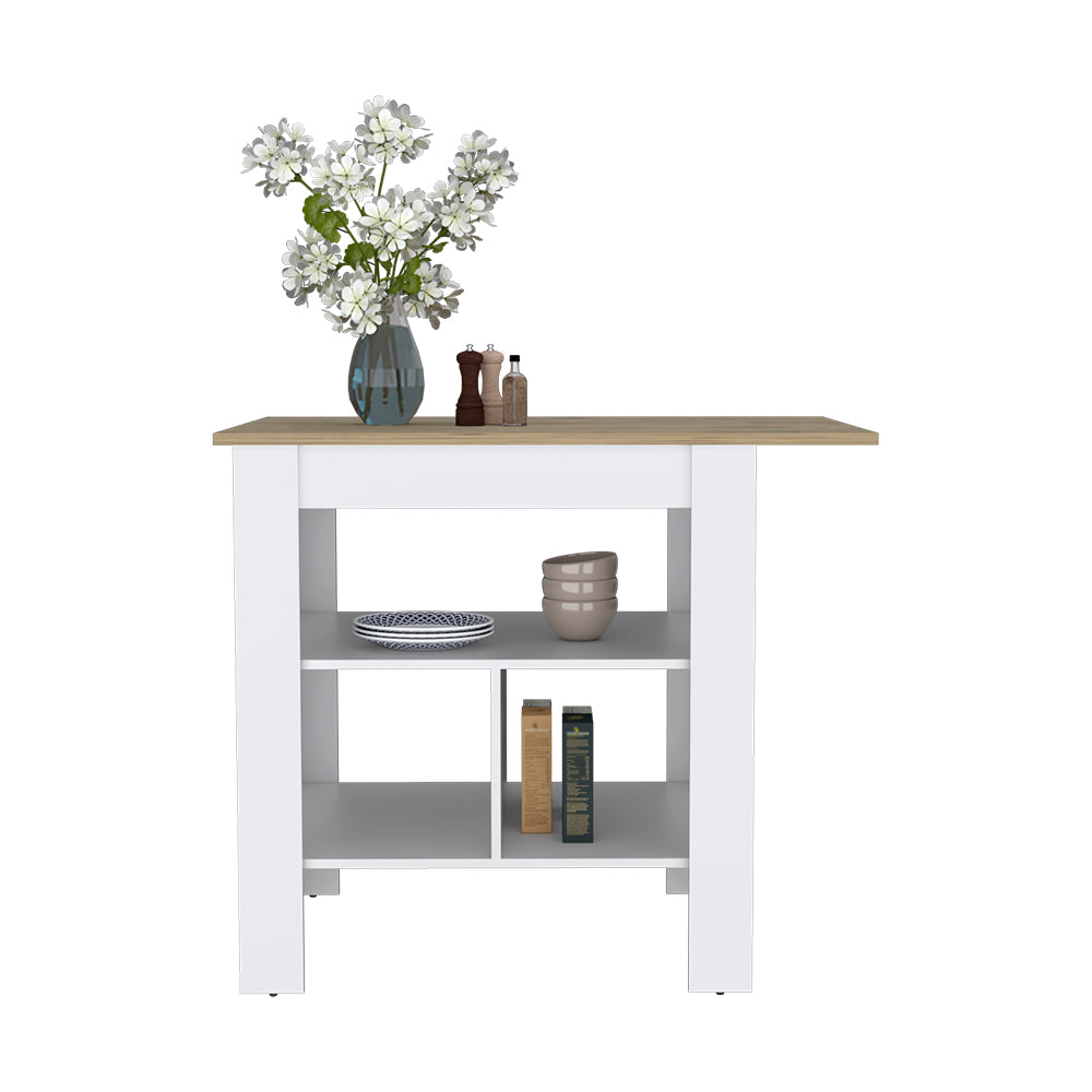 Kitchen Island Pompeya, Three Shelves, White Finish-1