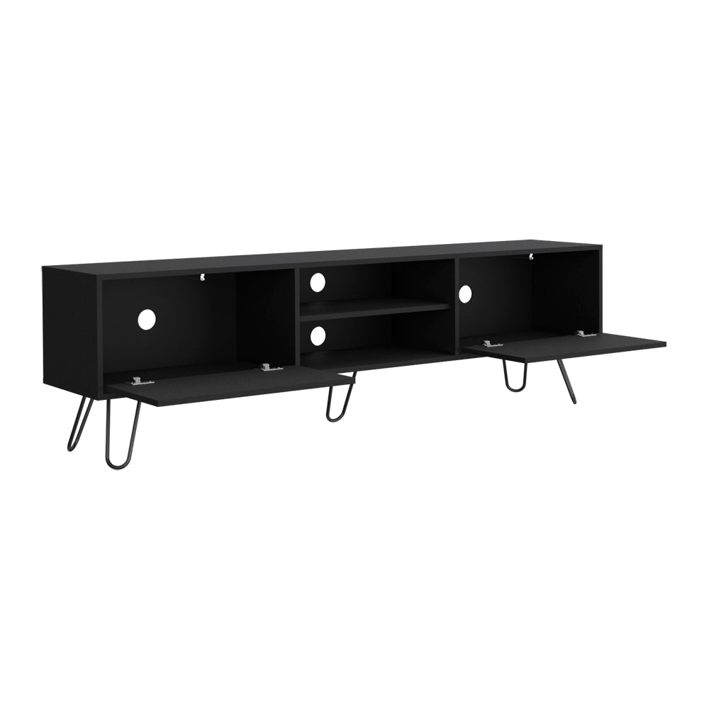 Tv Stand Franklin, Two Cabinets, Two Shelves, Black Wengue Finish-4