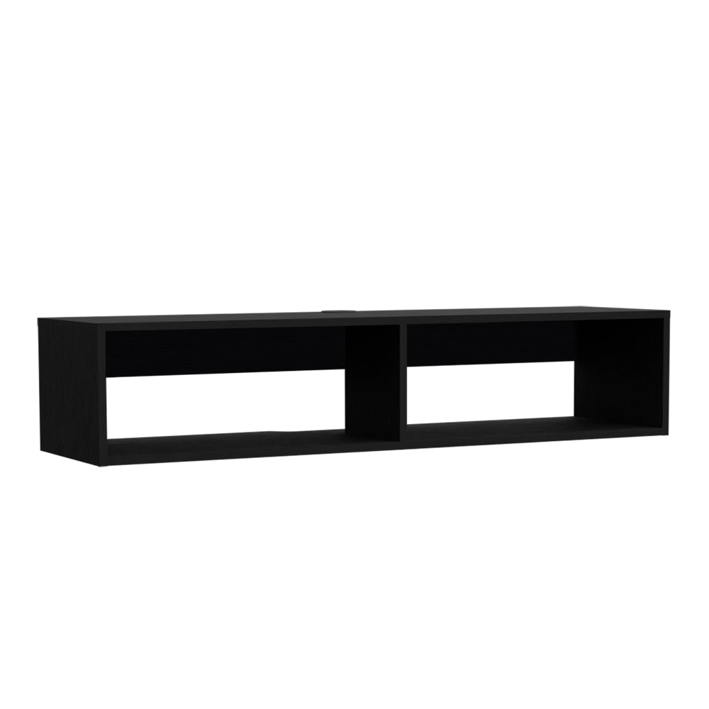 Entertainment Center Shelley, Two Open Shelves, Black Wengue Finish-3