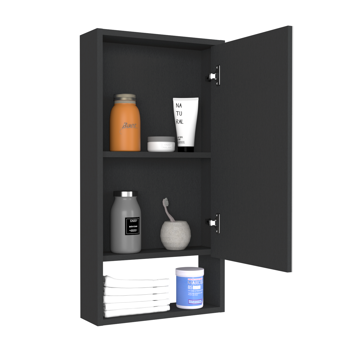 Medicine Cabinet Irvine, One External Shelf, Black Wengue Finish-4