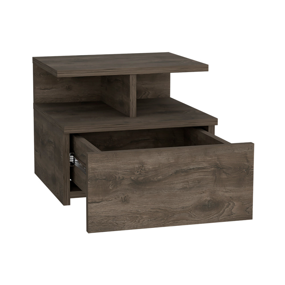 Floating Nightstand Flopini, One Drawer, Dark Walnut Finish-3