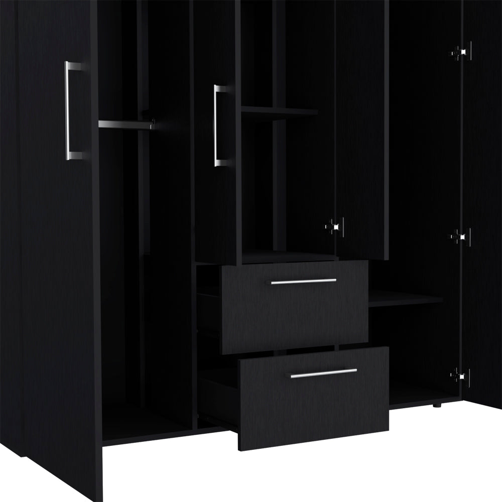 Armoire Elma, Two Drawers, Three Cabinets, Black Wengue Finish-3