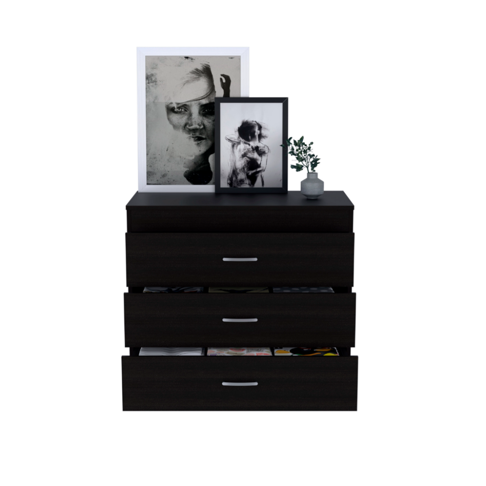 Three Drawer Dresser Lial, Superior Top, Metal Hardware, Black Wengue Finish-2