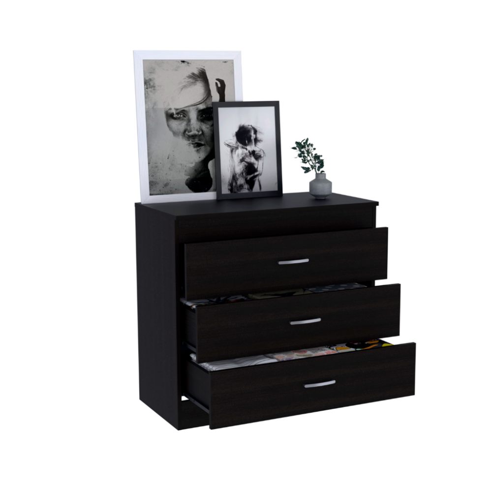 Three Drawer Dresser Lial, Superior Top, Metal Hardware, Black Wengue Finish-4