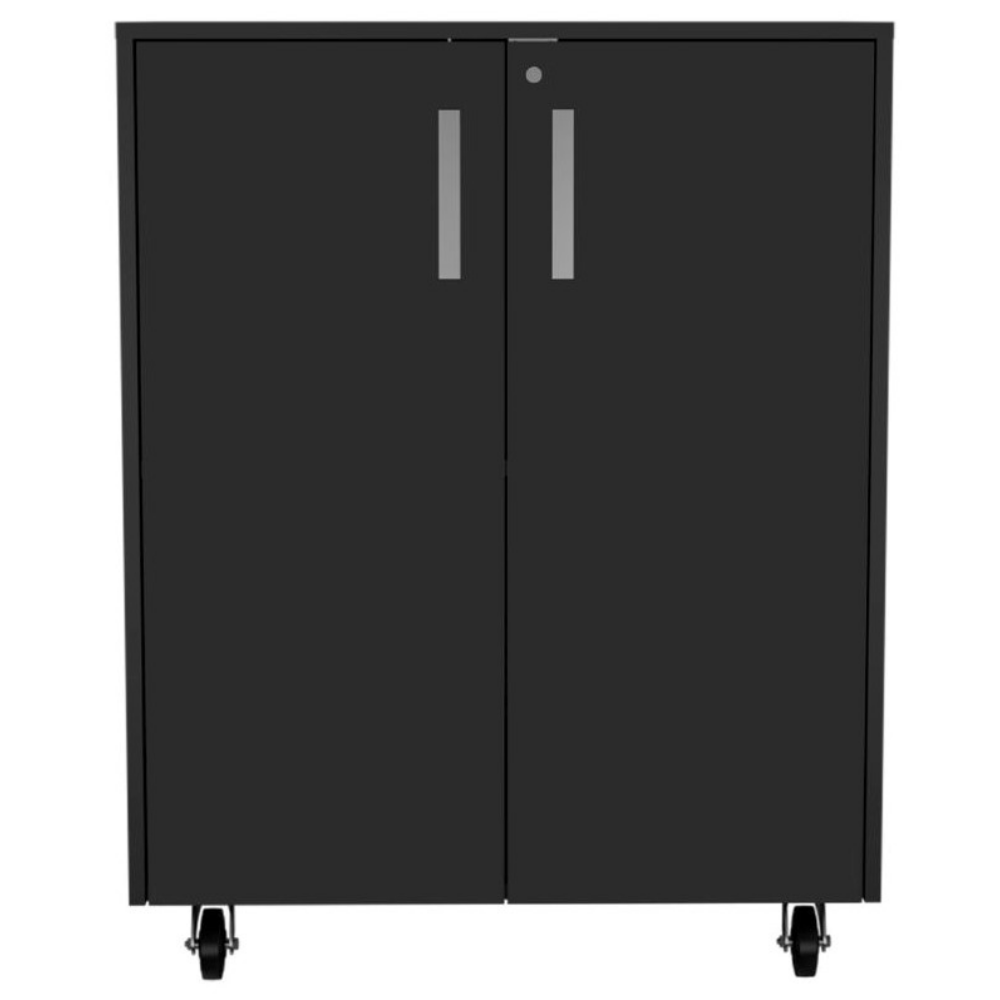 3 Drawers Storage Cabinet with Casters Lions Office, Black Wengue Finish-2