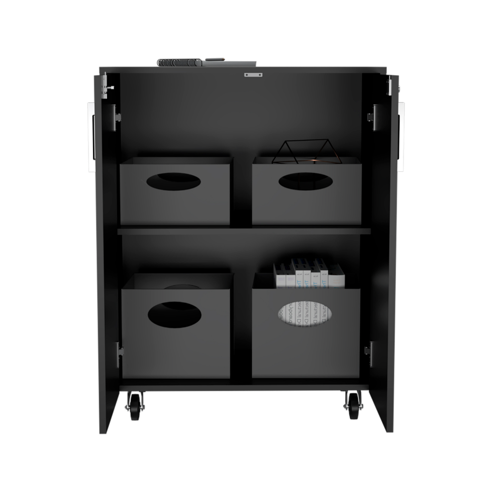 3 Drawers Storage Cabinet with Casters Lions Office, Black Wengue Finish-3