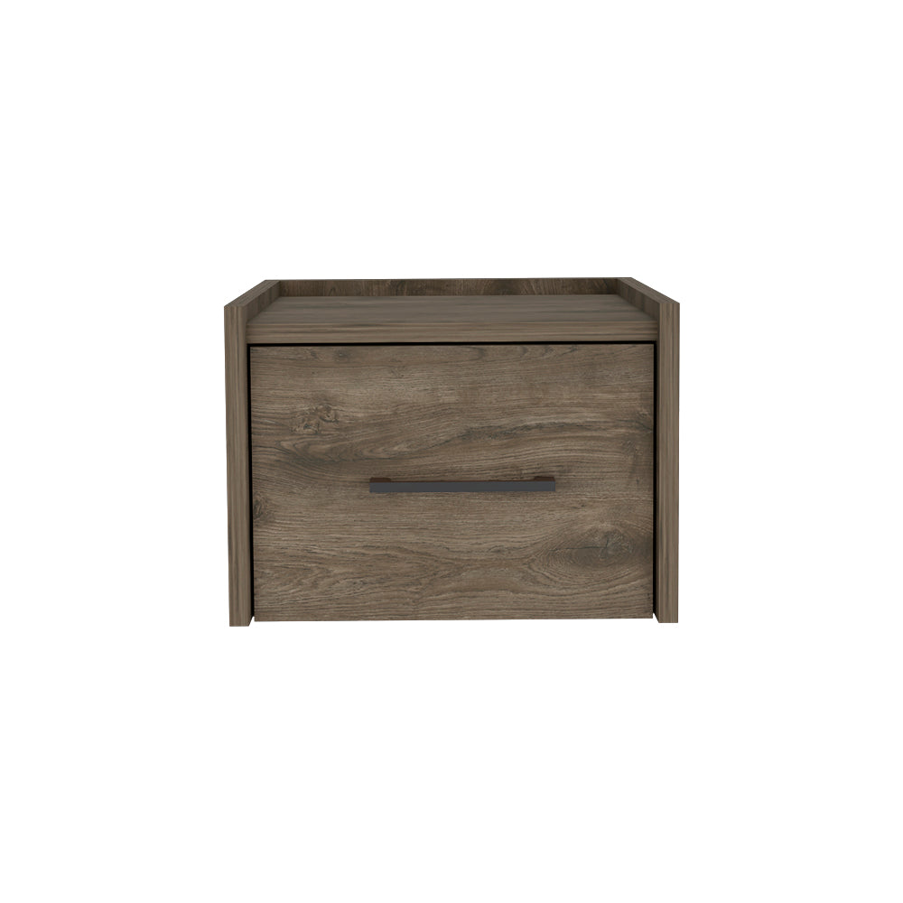 Floating Nightstand Calion Compact Design with Handy Drawer Storage, Dark Brown Finish-2