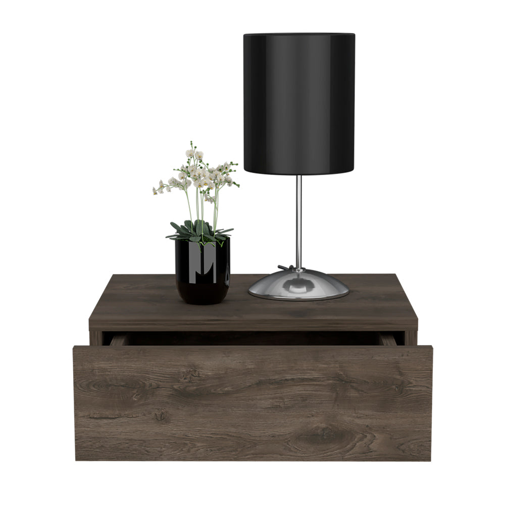 Floating Nightstand Isola, Sleek Wall-Mounted Design with 1-Drawer, Dark Brown Finish-3