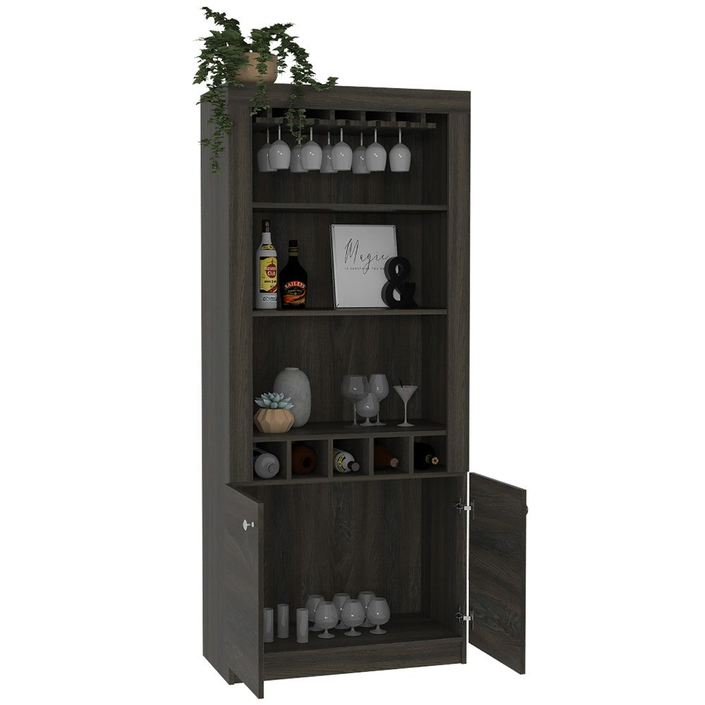 Bar Cabinet Margarita, Five Wine Cubbies, Carbon Espresso Finish-4