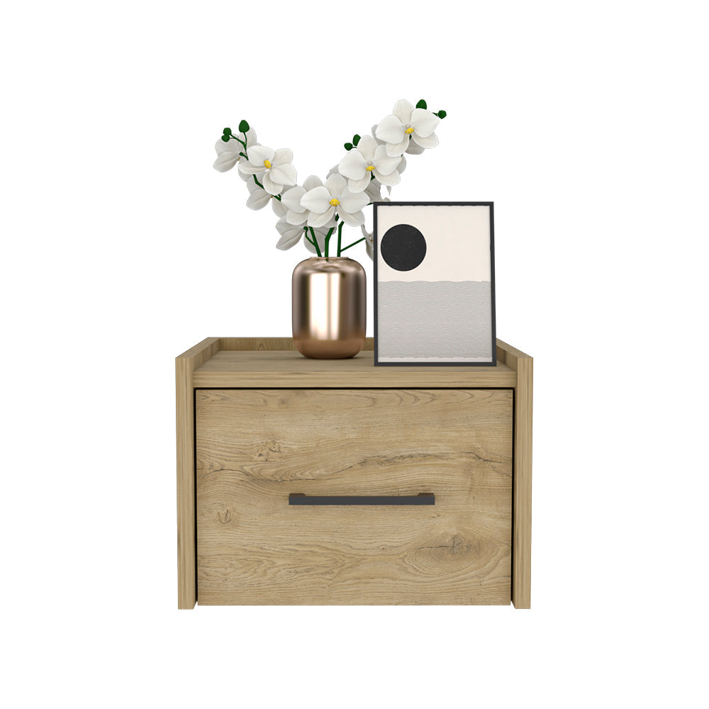 Floating Nightstand Calion Compact Design with Handy Drawer Storage, Macadamia Finish-3