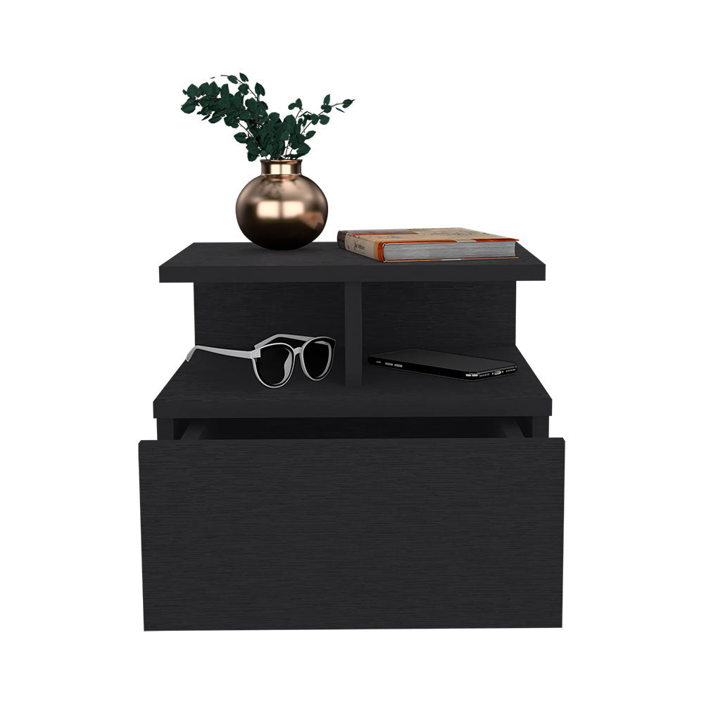 Floating Nightstand Flopini, One Drawer, Black Wengue Finish-3