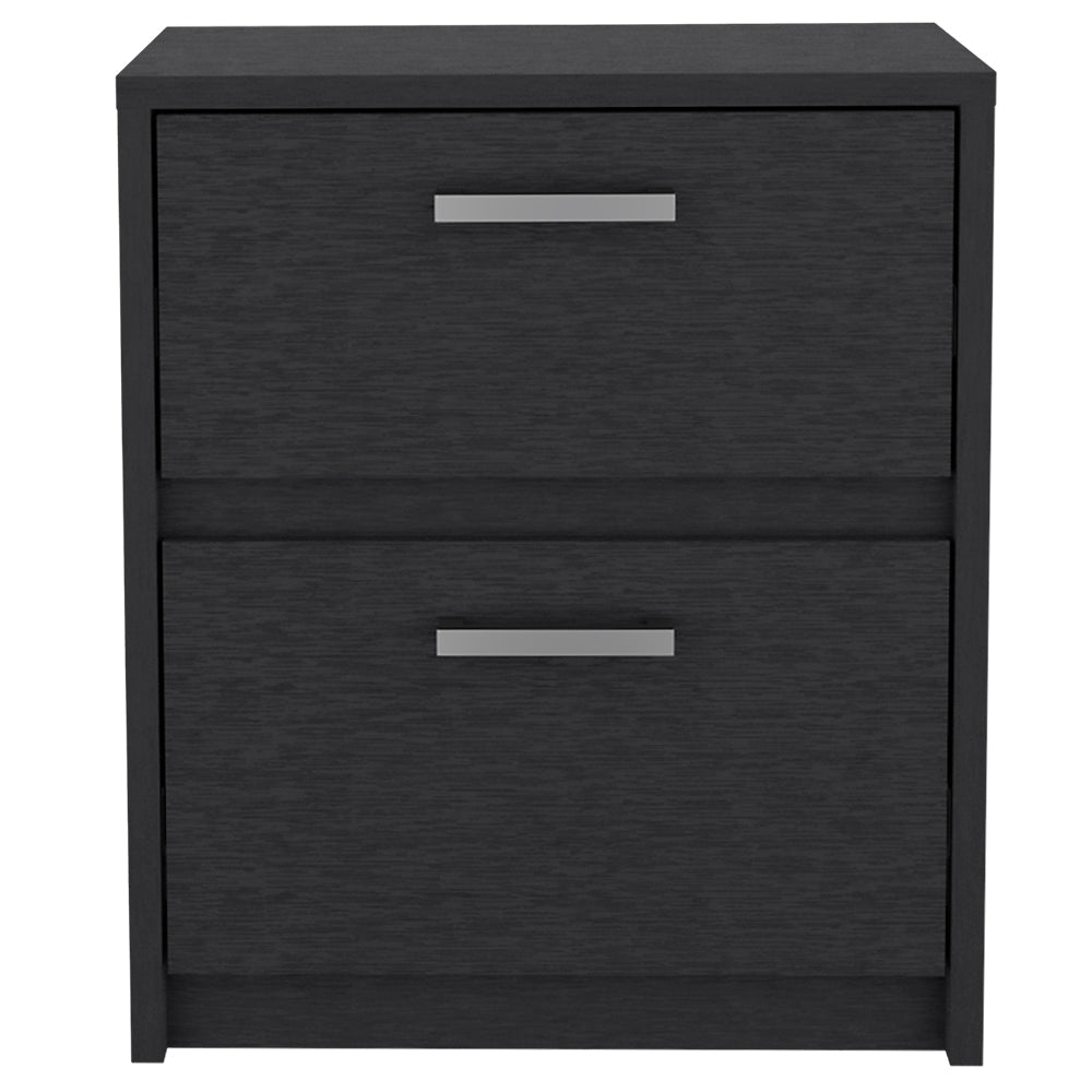 Nightstand Chequered, Two Drawers, Black Wengue Finish-4