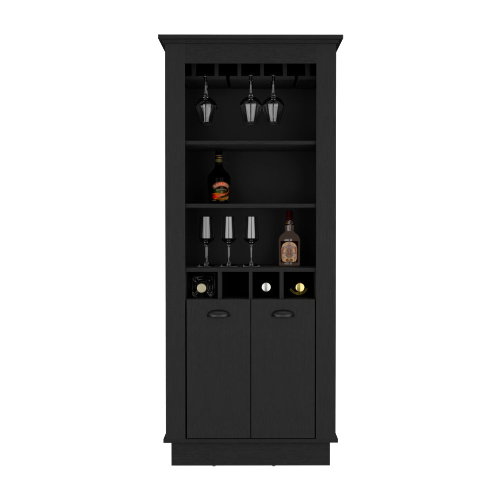 Bar Cabinet Provo, Glass Holder, Black Wengue Finish-4