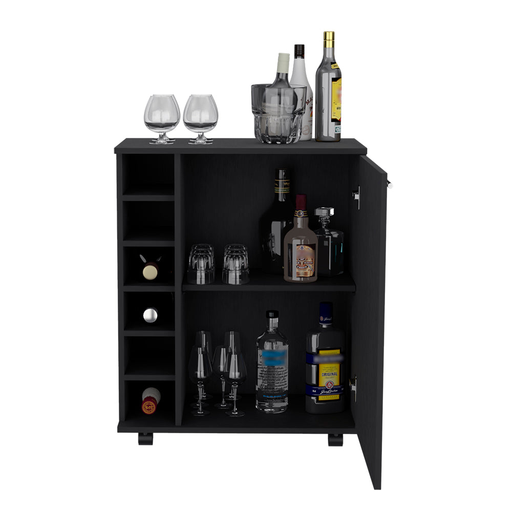 Bar Cabinet Provo, Wine Racks and Glass Holder, White Finish-4