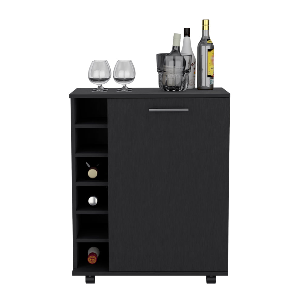 Bar Cart Cisco, Integrated Bottle Storage, Black Wengue Finish-3