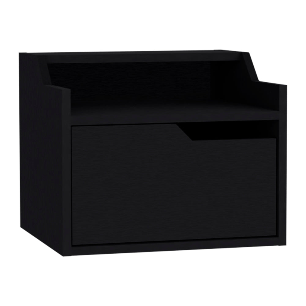 Floating Nightstand Chester, Dual Top Surface with Built-in Drawer Storage, Black Wengue Finish-4