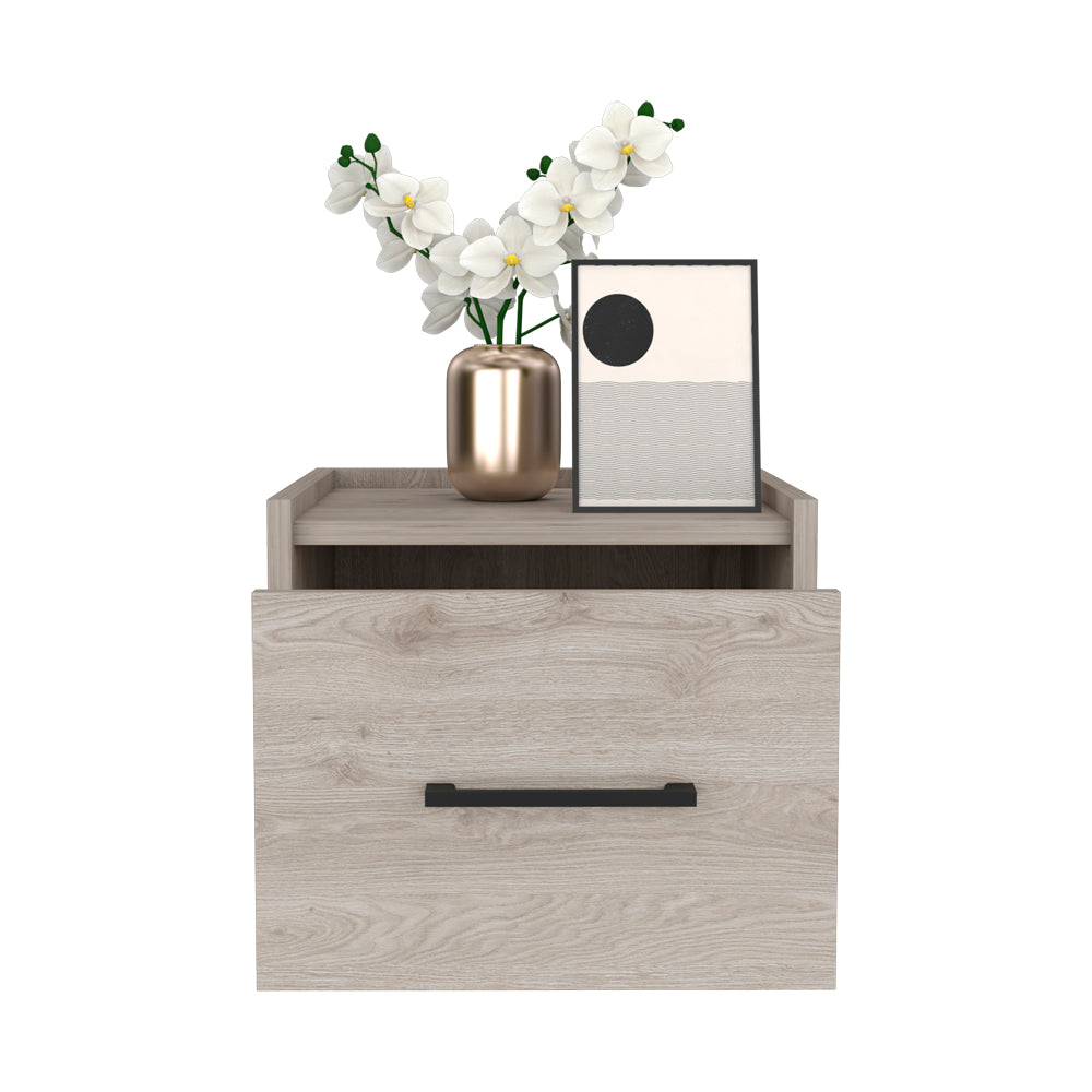 Floating Nightstand Calion Compact Design with Handy Drawer Storage, Light Gray Finish-4