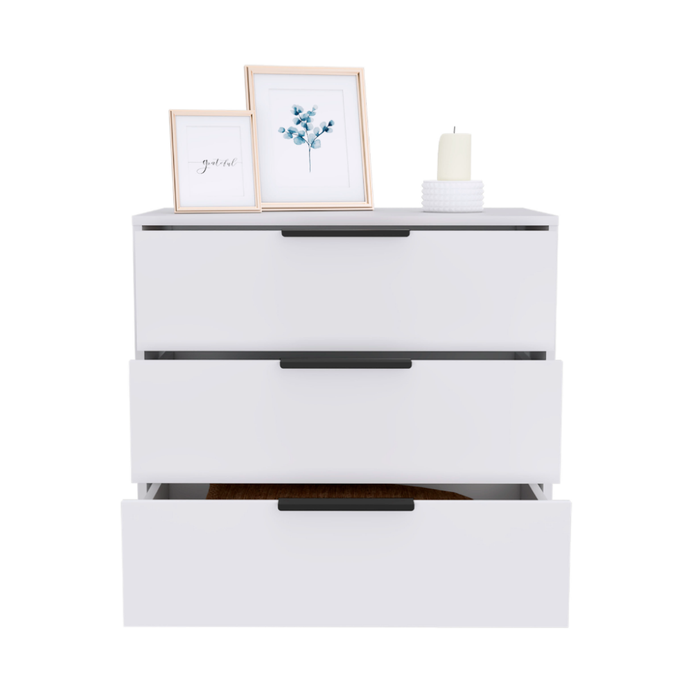 3 Drawers Dresser Maryland, Superior Top, White Finish-2