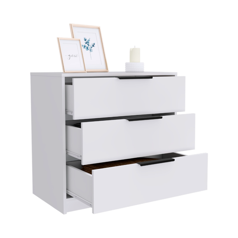 3 Drawers Dresser Maryland, Superior Top, White Finish-4