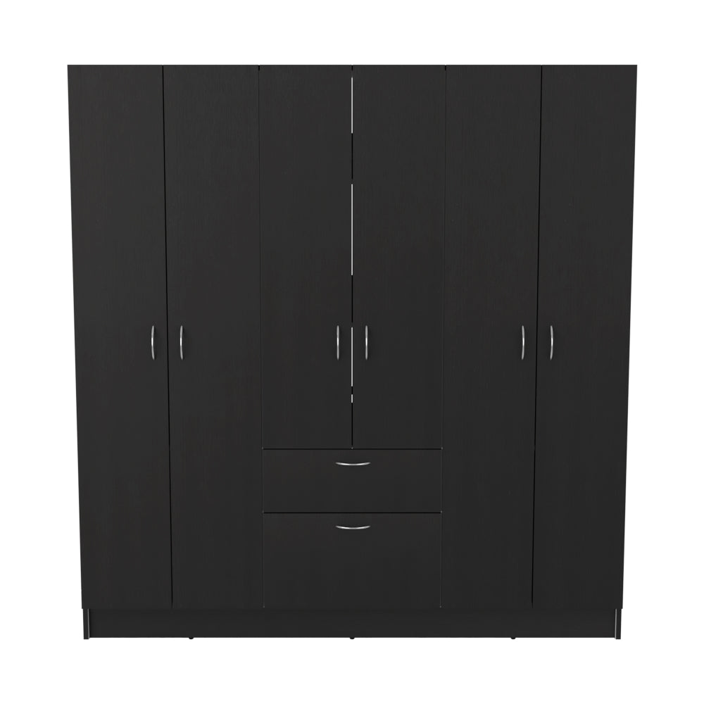 Six Doors Armoire Maya, One Drawer, Black Wengue / White Finish-3