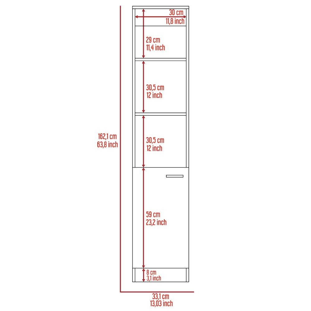 Linen Cabinet Emmett,Two Interior Shelves, Pine Finish-3