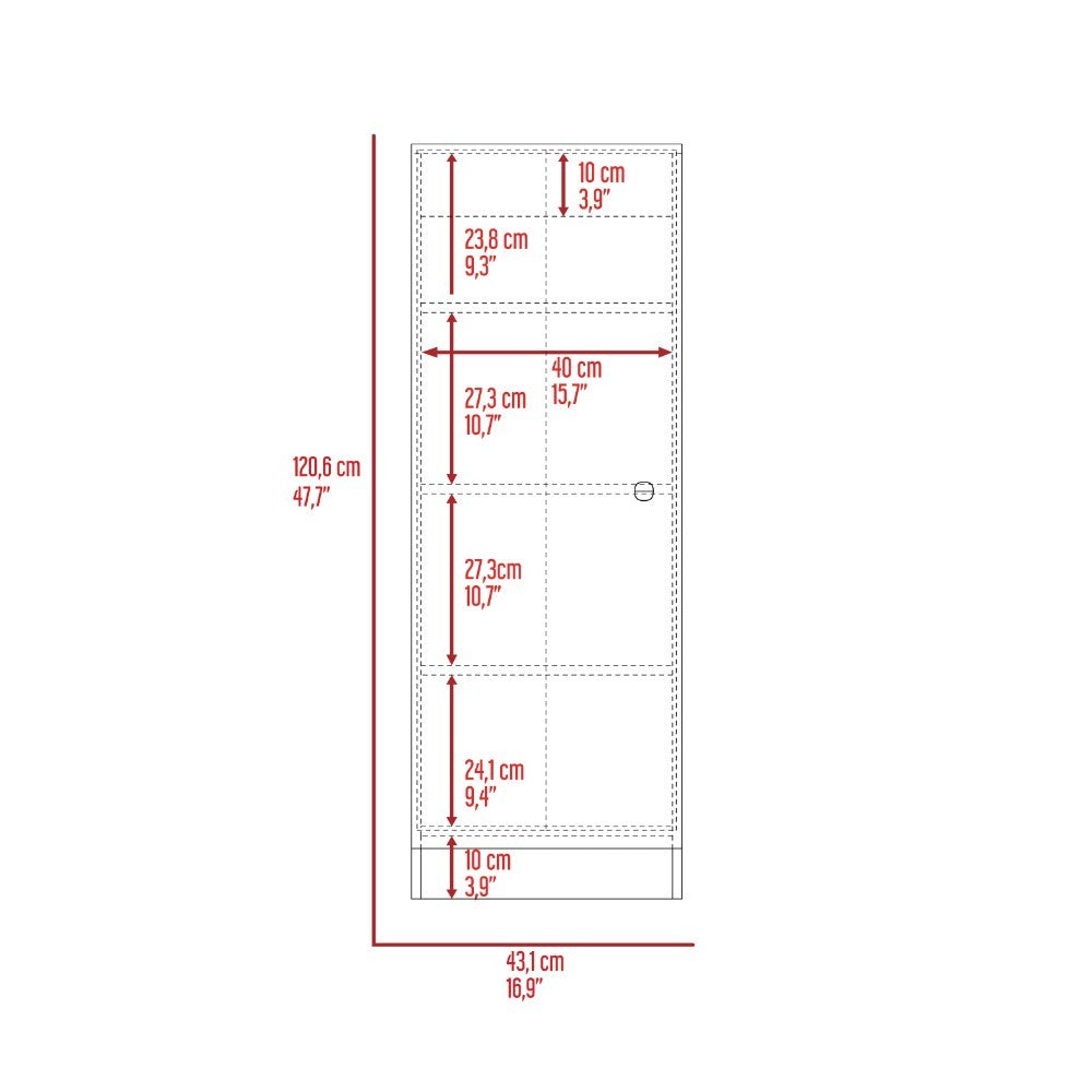 Pantry Miami, Single Door Cabinet, White Finish-4