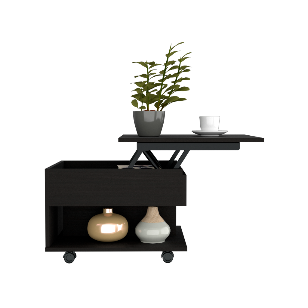 Lift Top Coffee Table Mercuri, Casters, Black Wengue Finish-2