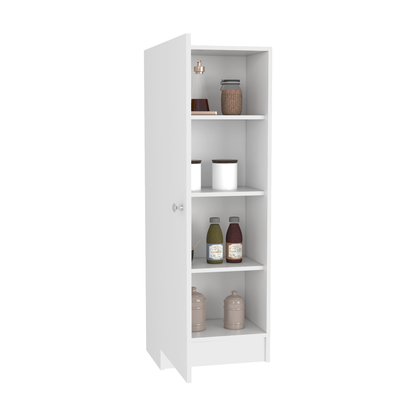 Pantry Miami, Single Door Cabinet, White Finish-3